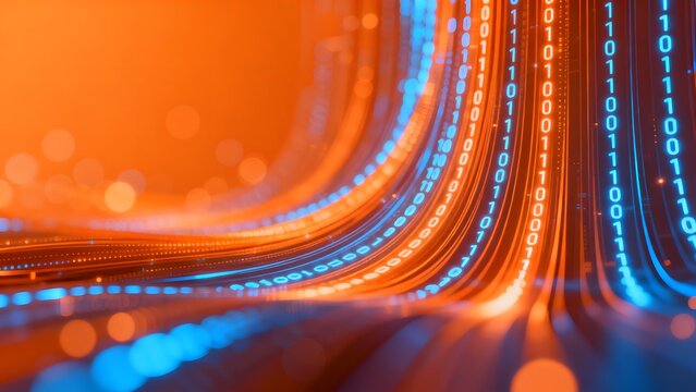 Abstract digital binary code flow
