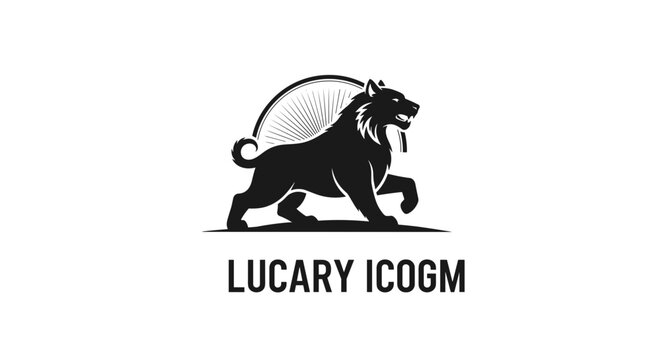 Black lion logo walking forward strong.