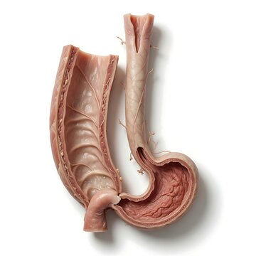 Human Esophagus and Stomach Cross Section Anatomy Medical Illustration Isolated on White