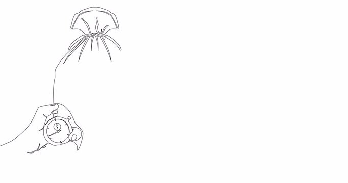 Self drawing line animation money bag of dollars and a stopwatch countdown money bag continuous one single line drawn concept video