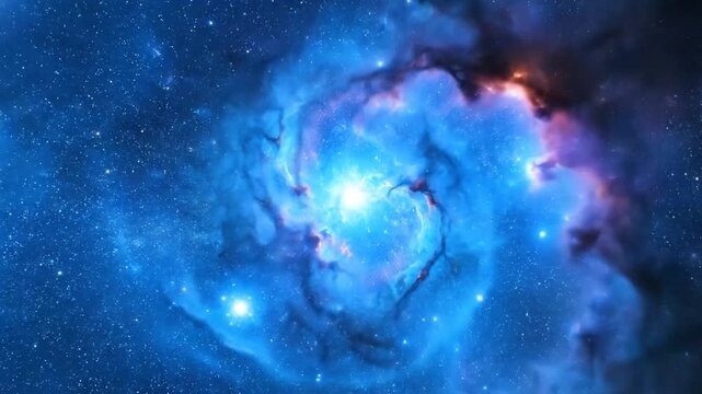 Vibrant blue nebula in deep space.