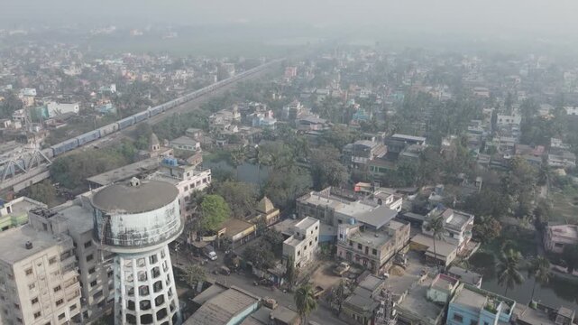 Aerial view shot of Howrah city