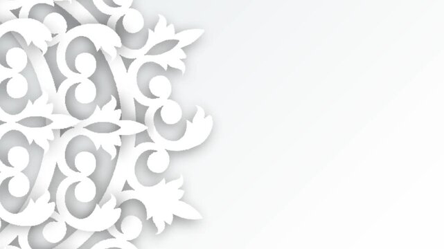 Elegant White Abstract Floral Pattern Background Loop.
