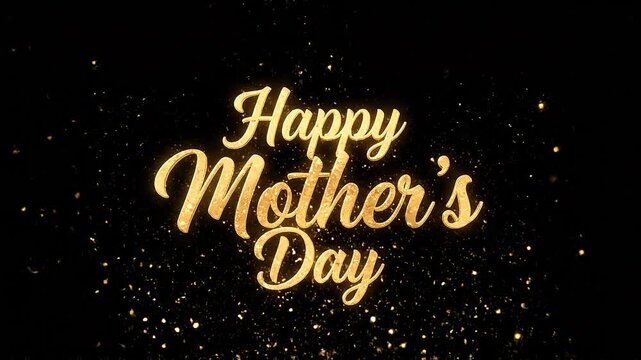 Happy Mothers Day Celebration Text Gold Background