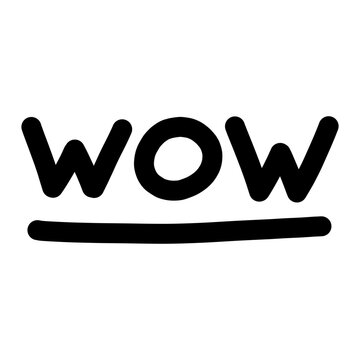 Hand made Wow writing icon isolated on white background