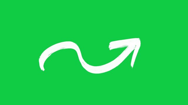Wavy arrow brush stroke design, modern and creative, on vibrant green background, ideal for infographics, presentations, business, and educational visuals.