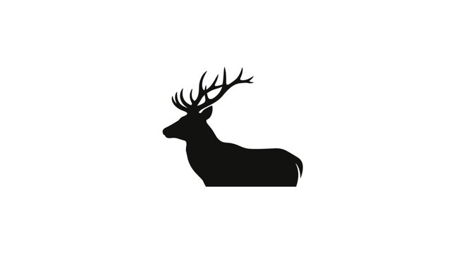 Deer Silhouette with Large Antlers Profile.