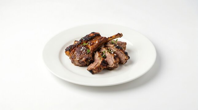 Chilean Cordero al Palo Roasted Lamb Isolated, 45 degree angle