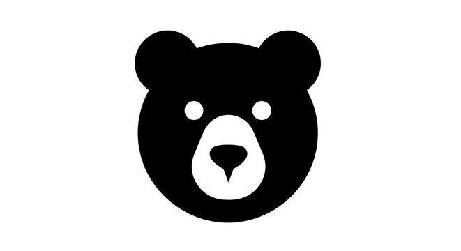 Minimalist Black Bear Icon Simple Vector Graphic