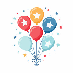 Obraz premium Festive Balloons with Stars and Confetti