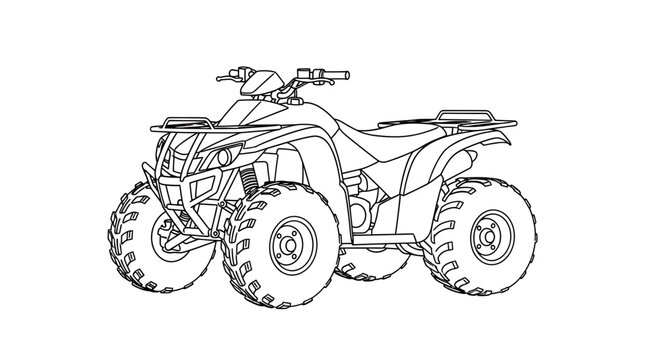 Modern All Terrain Vehicle Quad Bike Line Art Sketch