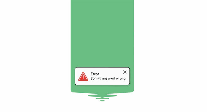 A minimalist illustration of a digital error message on a green background
