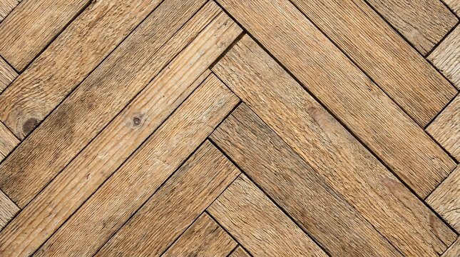 Rustic weathered wood planks in herringbone parquet pattern
