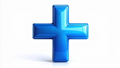 Obraz premium Glossy Blue Medical Cross Icon Illustration