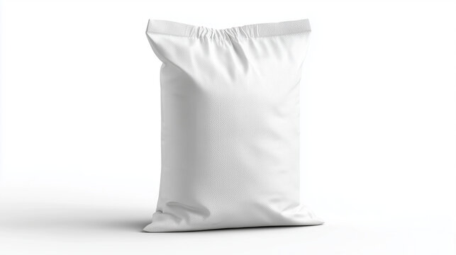 White woven polypropylene sack for flour, sugar, or agricultural products, isolated on transparent background