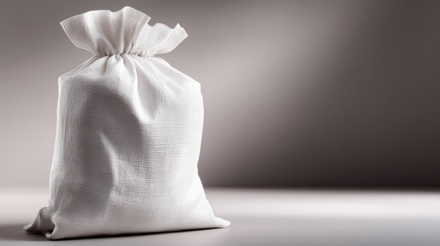 White woven polypropylene sack for flour, sugar, or agricultural products, isolated on transparent background