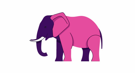 Fototapeta premium A flat design illustration of an elephant with pink and purple coloring