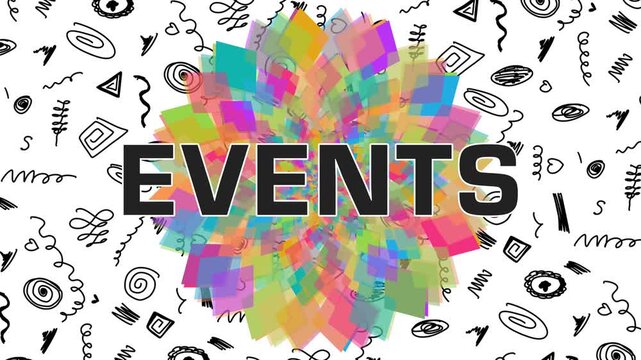 Events Colorful Circular Rotating Scribble Black And White Background Moving Text 