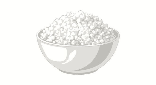 Healthy curd cheese in a white bowl
