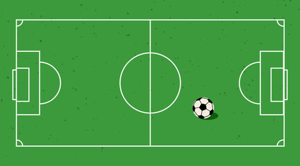 Soccer field tactic board, top view of green football pitch with markings for game strategy and formation. Professional sports pitch template for coaching, strategy planning and match analysis. © miss LEMON
