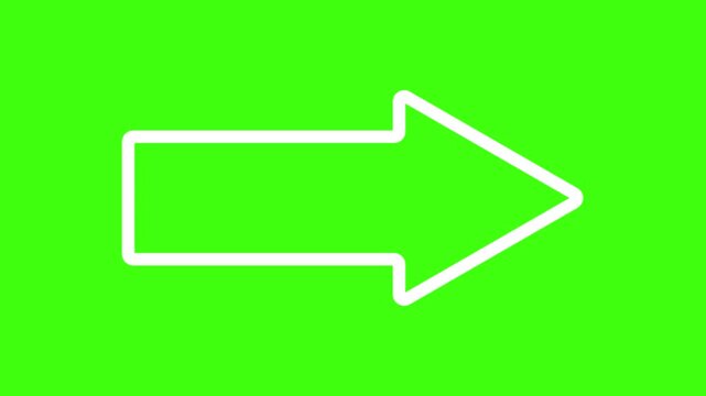 Minimalist White Trim Line Arrow Animation on Green Screen