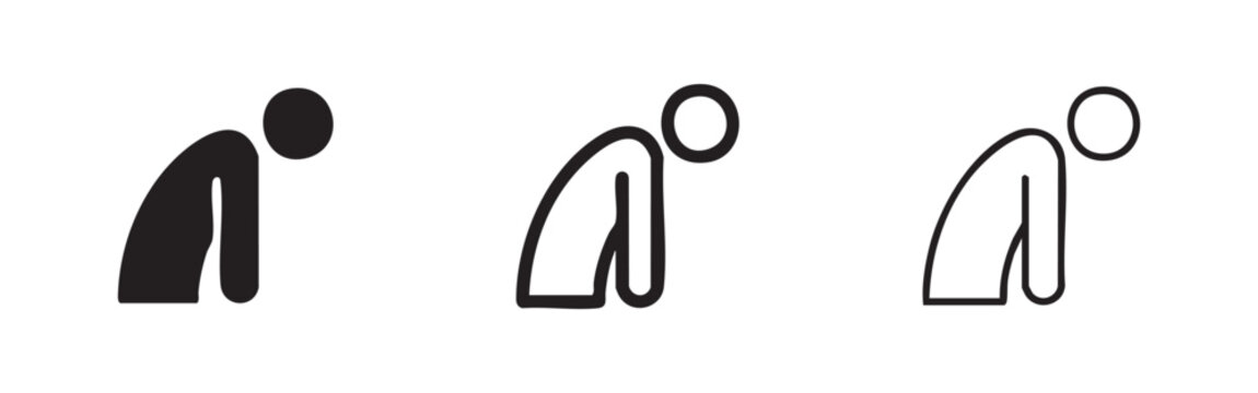 Person Bending Over or Bowing Icons Set