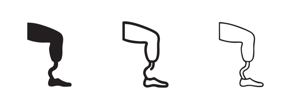 Prosthetic leg icon set - Artificial limb and disability symbol