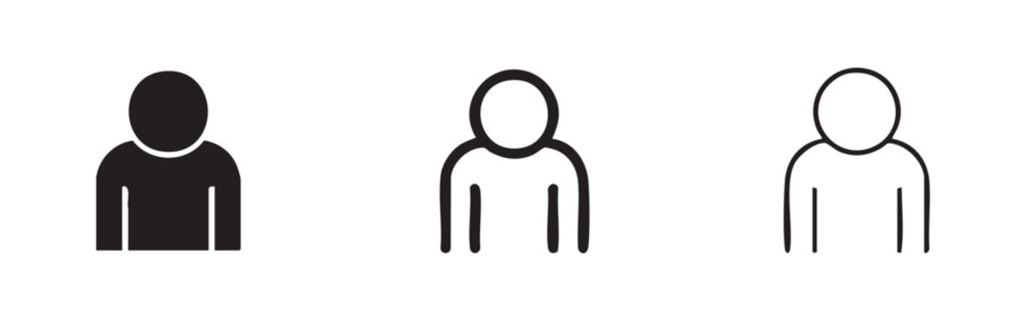 Generic person or user icon set - Anonymous individual symbol