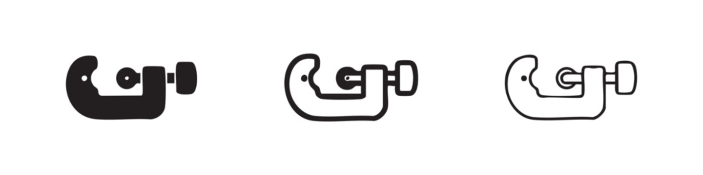 C-Clamp Icon Set - Versatile Woodworking and Metalworking Clamping Tool Vector for Projects