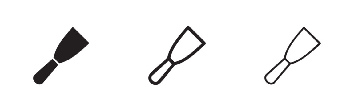 Putty Knife Icon Set - Spatula Tool for Painting, Plastering, and Construction Vector