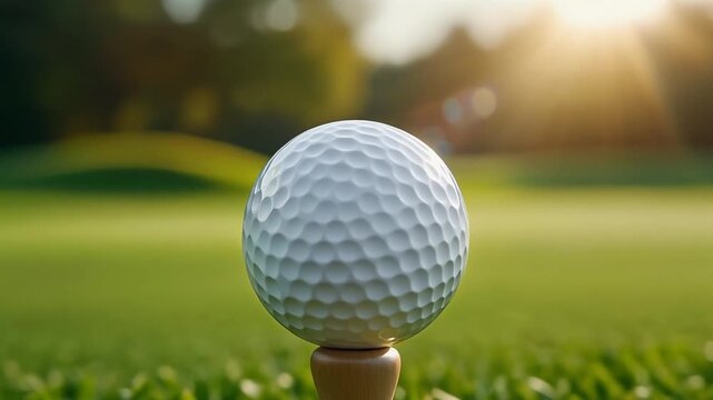 White Golf Ball Wooden Tee Close-Up Cinematic Beautiful Sport Equipment Video