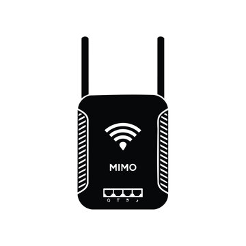 Wireless wifi router mimo network internet connection black silhouette.