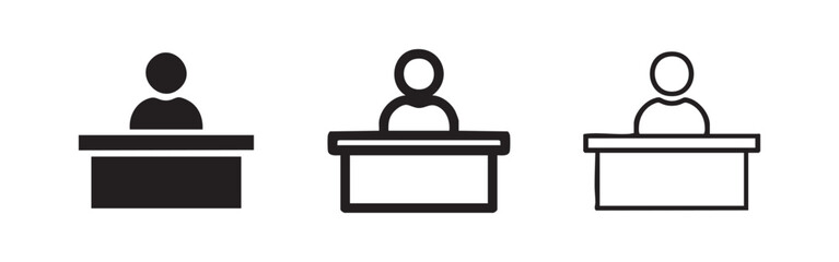Person at Reception Desk Icon Variations