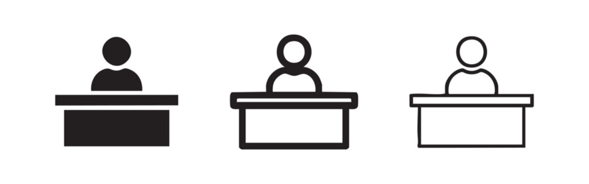 Person at Reception Desk Icon Variations