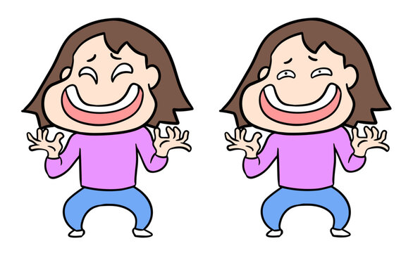 「げへへ」と怪しく笑い強欲な企みをめぐらせる腹黒い表情のコミカルな女性イラスト