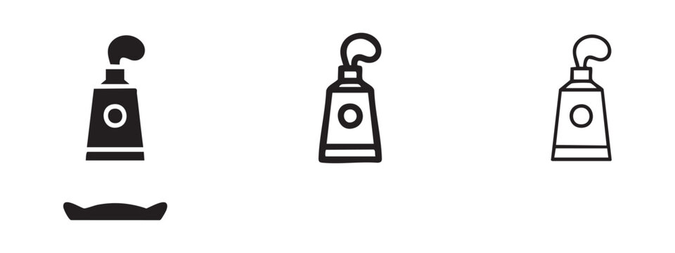 Toothpaste Tube Icons: Solid, Outline, and Thin Outline