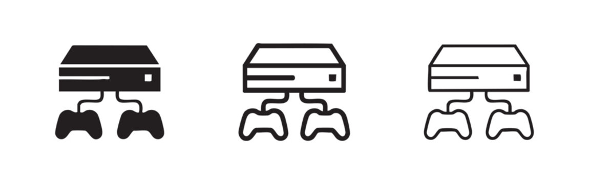 Video Game Console Icon Set: Solid, Outline, and Filled Outline