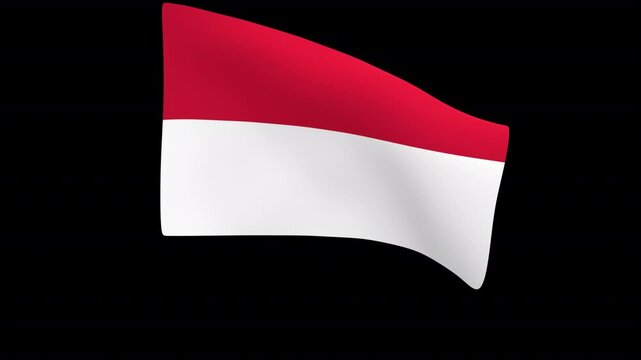 Flag of Indonesia &ndash; 3d render looped with alpha channel.
