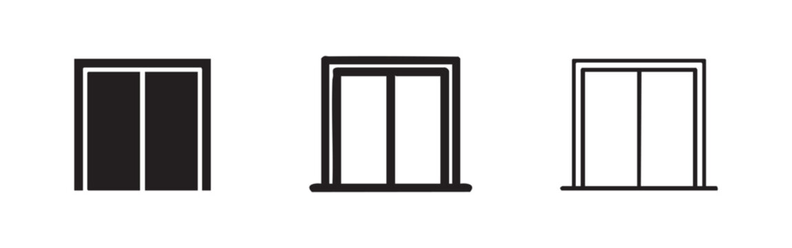 Elevator Doors Icon Set for Architecture and Building Navigation