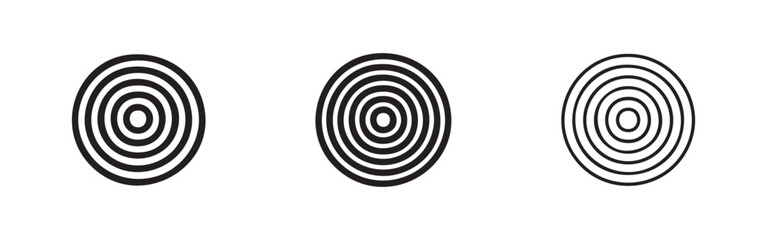 Naklejka premium Concentric Ripple Waves and Target Circles Icon Set