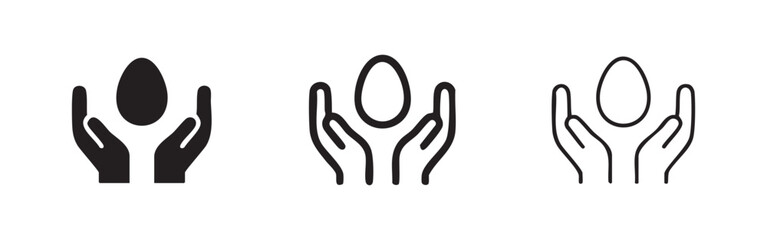 Obraz premium Hands Holding Easter Egg Icon Set in Solid and Outline Versions
