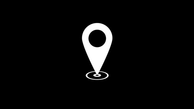 A white color location icon animation on the background .4k video