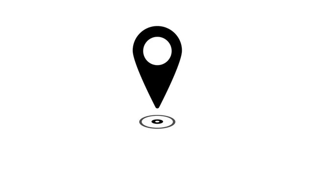 A white color location icon animation on the background .4k video