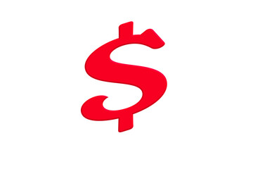 Obraz premium Red glossy dollar currency symbol isolated on black