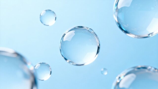 Water bubbles on blue background