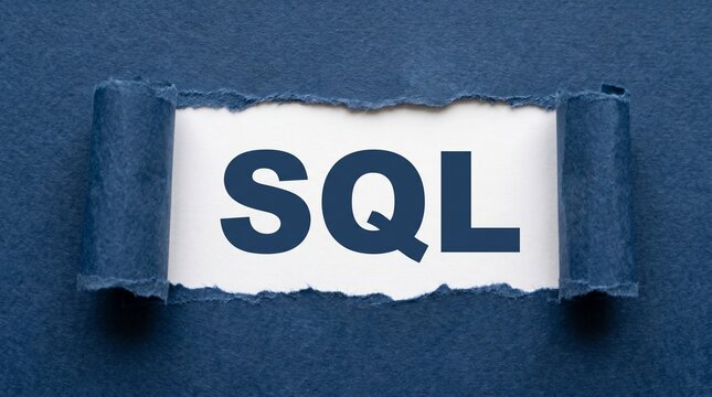 Torn Blue Paper Revealing SQL Database Concept	
