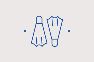 Swimming flippers line icon for snorkeling adventures and underwater exploration. Active vector illustration for diving centers and coastal recreation activities. © HenryFord