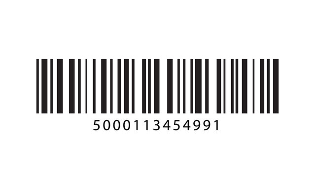 Barcode with numbers 5000113454991 abstract retail and identification symbol identification code number code bar code serial number abstract pattern identification technology abstract