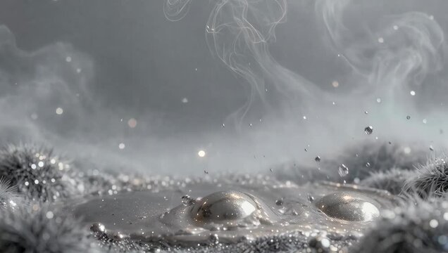 Silver Droplets Creating Stunning Ripples in Water