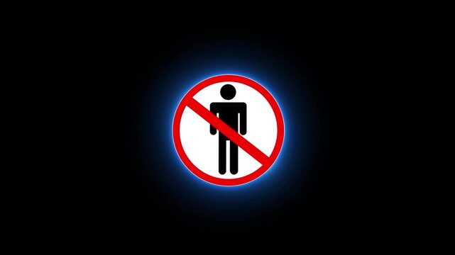 No People Allow Sign Animation with Transparent Background